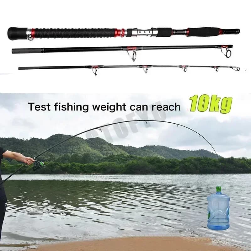 Canne pêche surf travel 3 brins carbone 1.8m 2.1m puissance 30-50lb pour jigging trolling