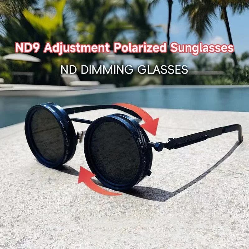 Lunettes soleil polarisées rondes réglables ND9 pêche - Lunettes soleil homme femme rétro UV400 protection