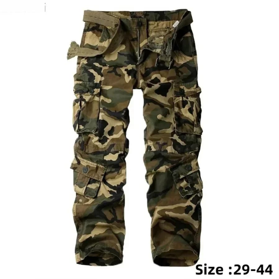 Pantalon cargo camouflage pur coton homme - Multi-poches pour pêche confortable