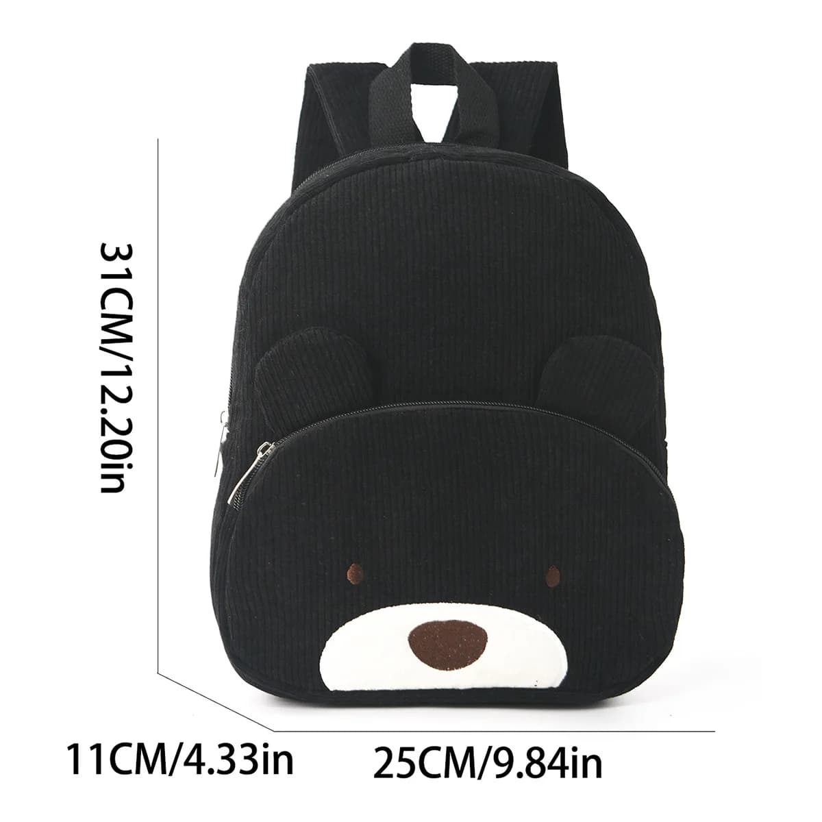 Sac à dos enfant personnalisé nom ours - Grand sac velours corduroy peluche brodé prénom