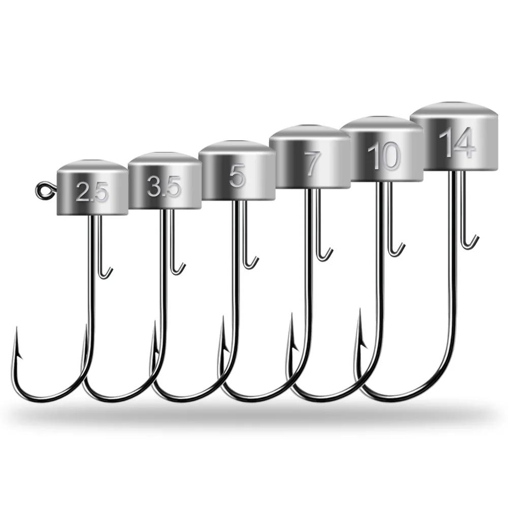 20 hameçons Ned Rig tête champignon 2.5g à 14g - Acier haute teneur en carbone pour leurres souples