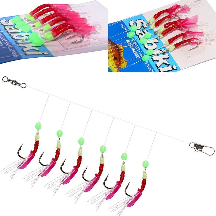 3 packs Sabiki rigs pêche mer 8-15# avec perles lumineuses - montages appâts vifs pour maquereau et poissons fourrage
