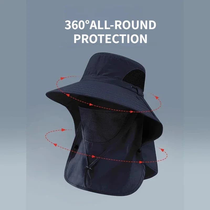 Chapeau de pêcheur protection UV avec rabat cou-nuque pour hommes et femmes pêche