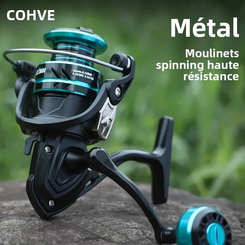 Moulinet spinning LINNHUE HZ500-7000 frein max 10kg bobine métal grip pour pêche carpe carnassier accessoire pesca