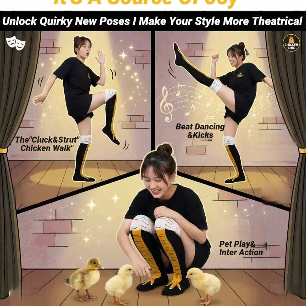 Chaussettes hautes 3D poulet drôles pour pêcheurs - Cosplay cartoon cuisse fine souple