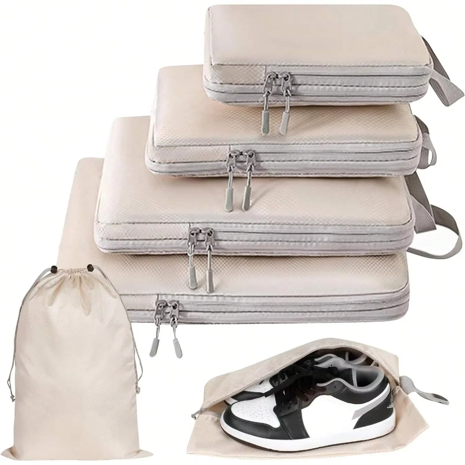 Lot 4/6 cubes de rangement voyage compressibles étanches - Organisateur valise nylon portable Ryanai