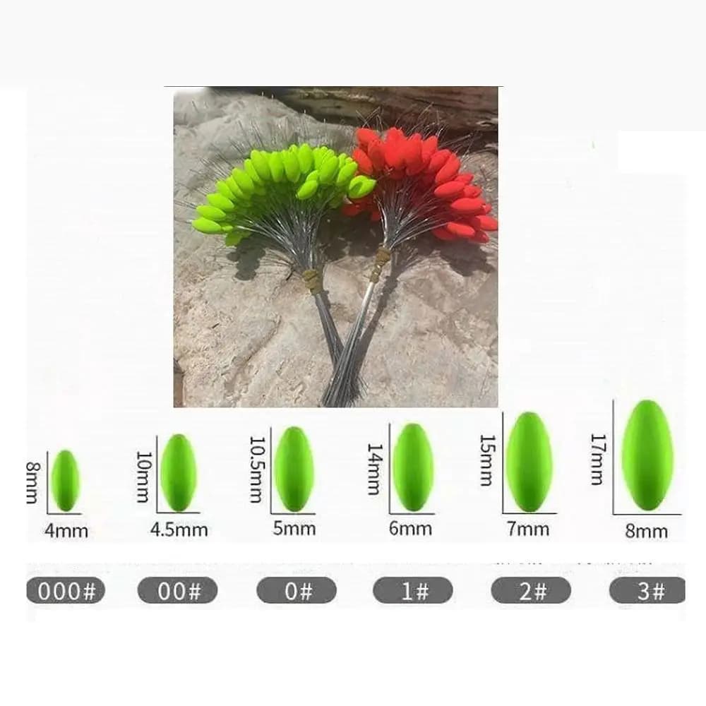 100 pièces de flotteurs en mousse Seven Star Space Bean, stoppeurs de ligne pour la pêche