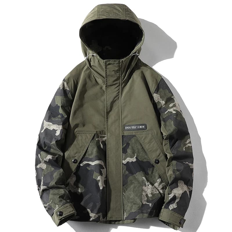 Bomber militaire homme coupe-vent avec capuche - Veste oversize 4XL pour camping et style décontracté