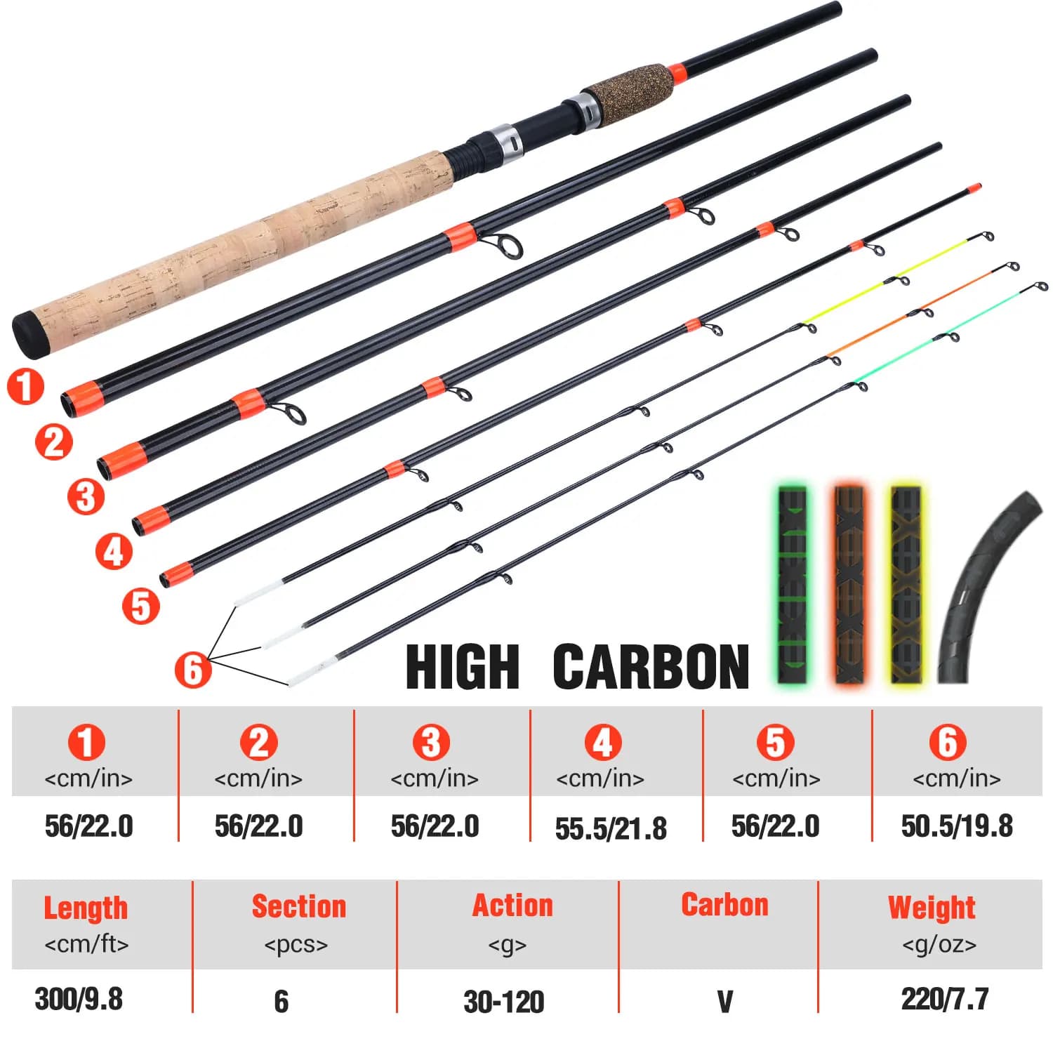 Canne à pêche feeder Sougayilang 6 sections manche allongé carbone L M H pour voyages et compétitions