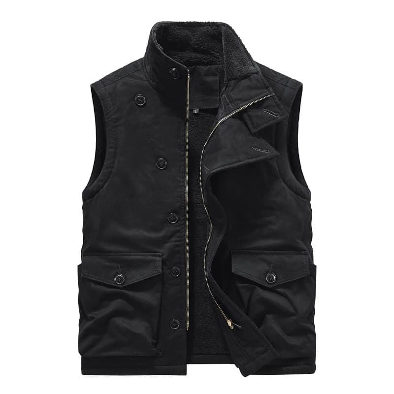 Veste polaire homme sans manches hiver militaire 6XL, col montant matelassé coupe-vent tactique