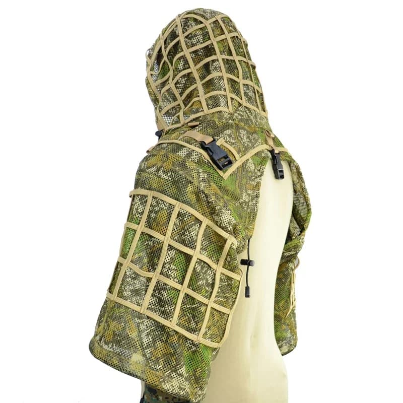 Vêtements Ghillie châle mesh tactique sniper 3D - tenue camouflage combat chasse pêche extérieur