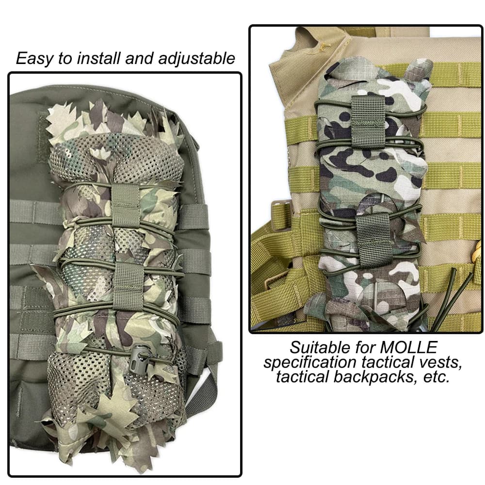 Kit corde élastique tactique rangement pêche - Corde bungee fixation Molle filet camouflage