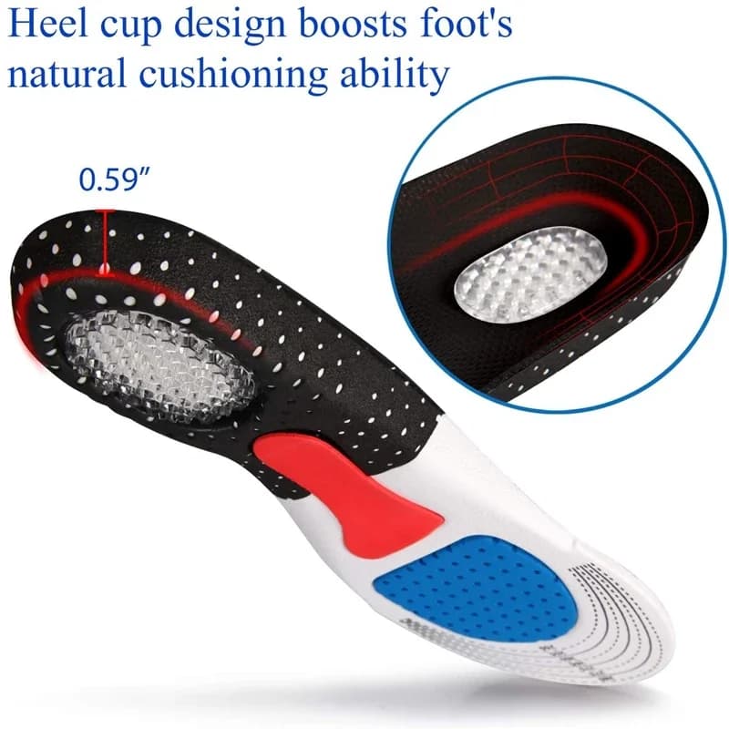 Semelles orthopédiques mémoire de forme gel - Support voûte plantaire sport pêche confort