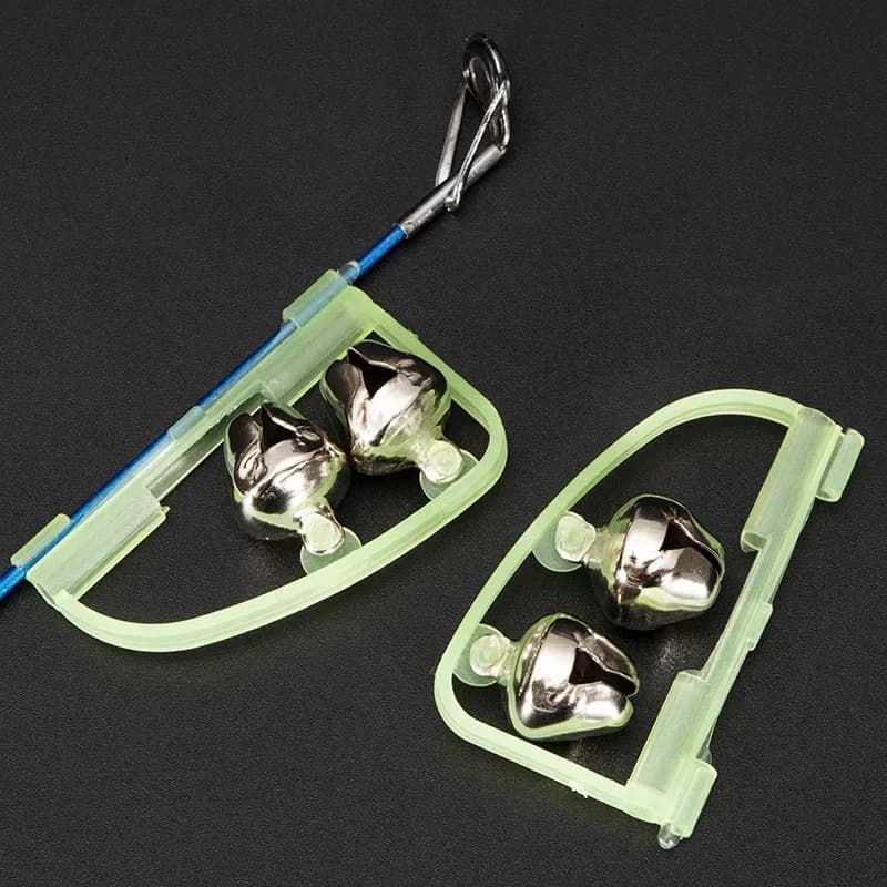 Cloches lumineuses pour pêche en mer - Alarme double pour embouts de canne avec indicateur sonore 5cm