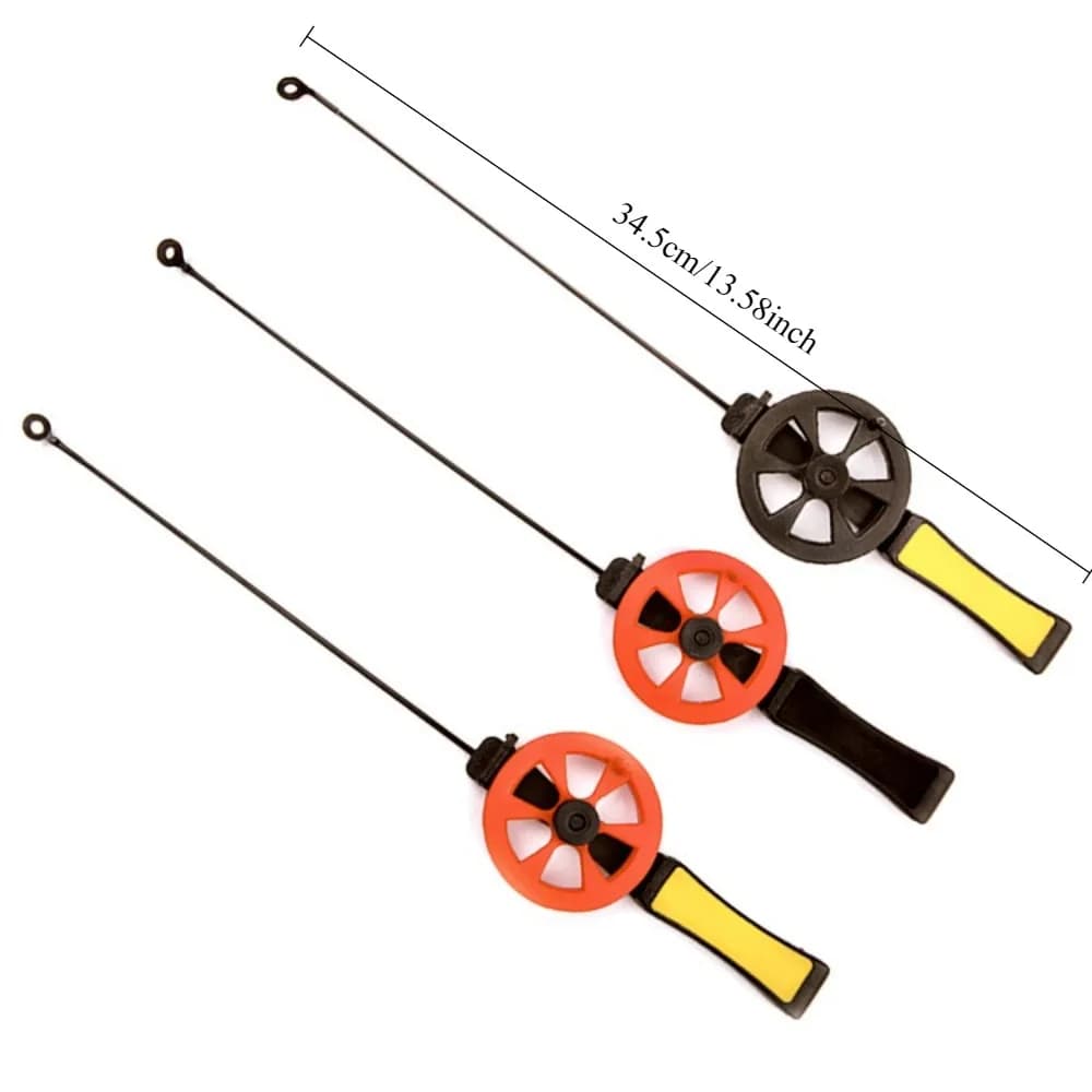 Canne à pêche mini Ackibbik avec moulinet pour glace aléatoire couleurs accessoires hiver extérieur