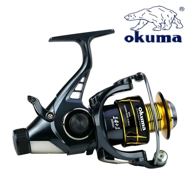 Moulinet spinning Okuma Dual Brake fil métal 18kg frein max - Roue G3000 à G6000 pour pêche sportive