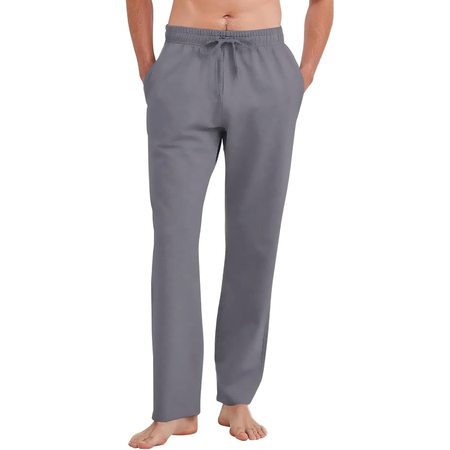 Pantalon droit coton lin léger respirant élastique pêche été casual homme simple