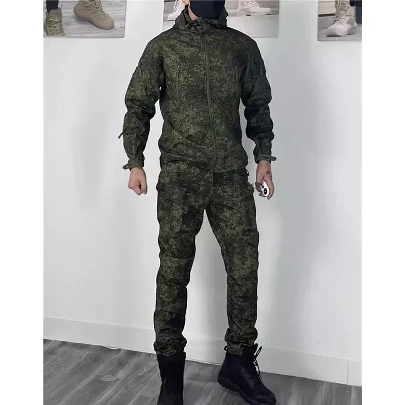 Set entraînement camouflage RU - Tenue pêche respirante automne avec t-shirt et pantalon cargo pratique