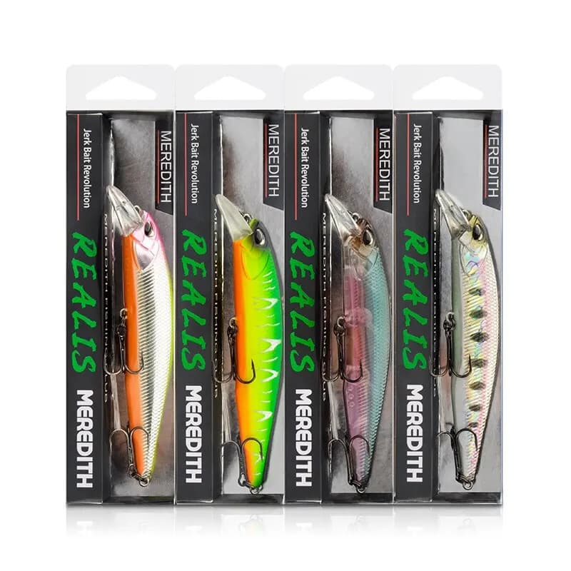 Leurre de pêche flottant MEREDITH JERKBAIT 100F 14g, leurre dur minnow pour carnassiers, profondeur 0.8 à 1.0 mètre