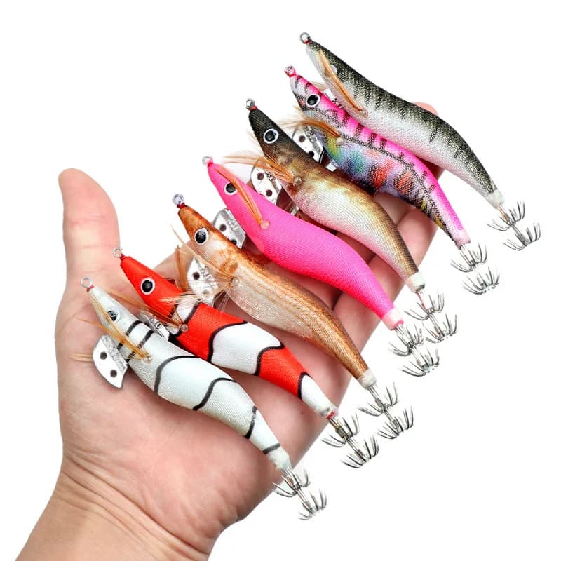 Leurre lumineux Full Body crevette colorée - Appât imitation calmar pour pêche en mer au parasol