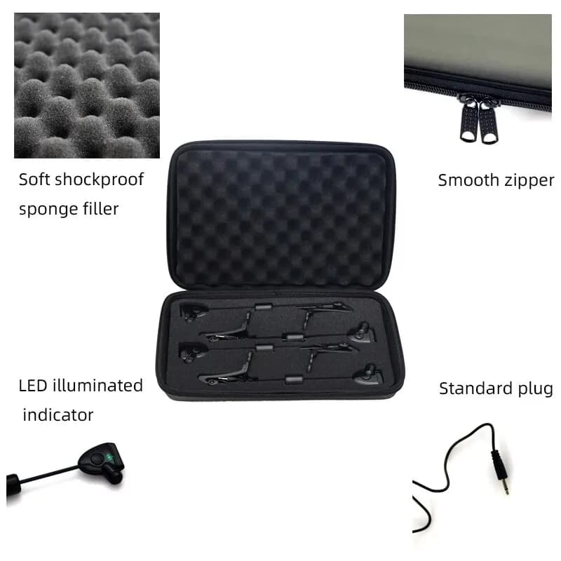 Set JSFUN 4 Porte-Détecteurs de Touche Lumineux Multicolores - Swingers LED pour Pêche Carpe en Étui