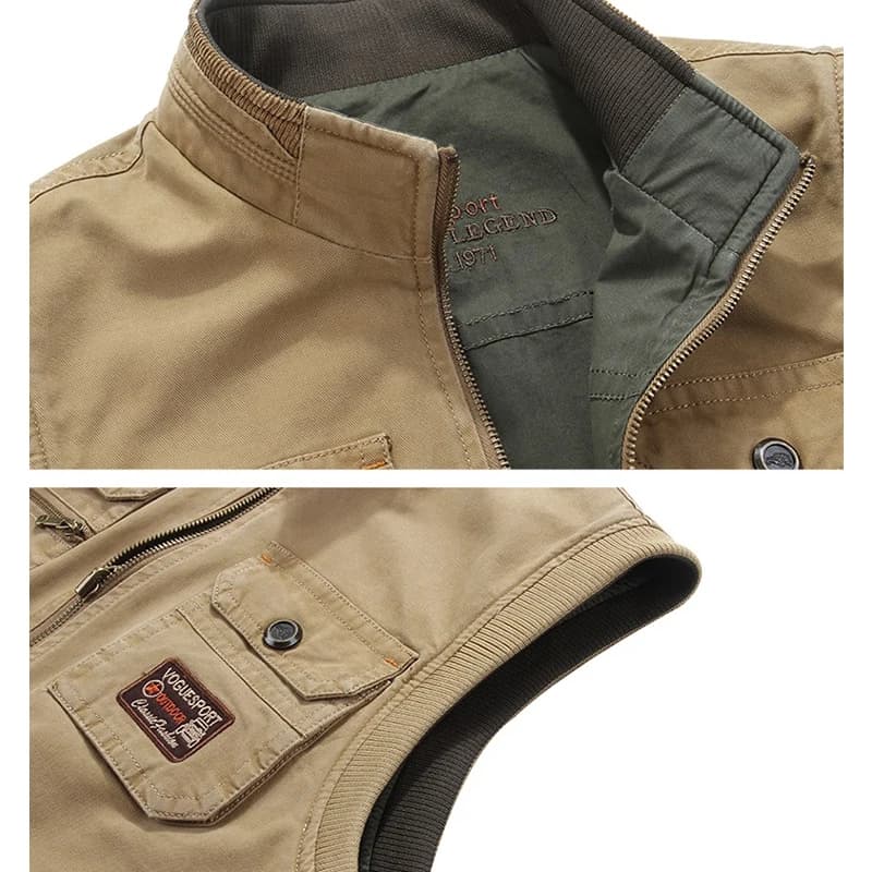 Veste sans manches homme automne coton casual multi-poches photographe grande taille 8XL