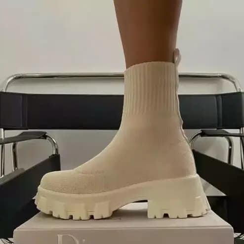 Bottines cheville tricotées grande taille - Chaussures couple épaisses casual luxe 2023