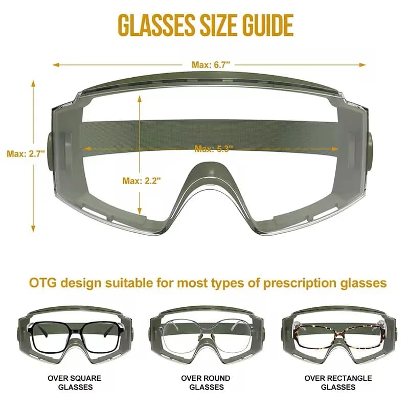 Lunettes tactiques sur verres correcteurs anti-buée pêche protection yeux sécurité extérieur