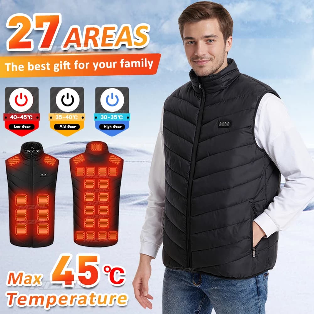 Veste chauffante homme intelligente 27 zones - 4 commandes 3 températures - Randonnée hiver travail