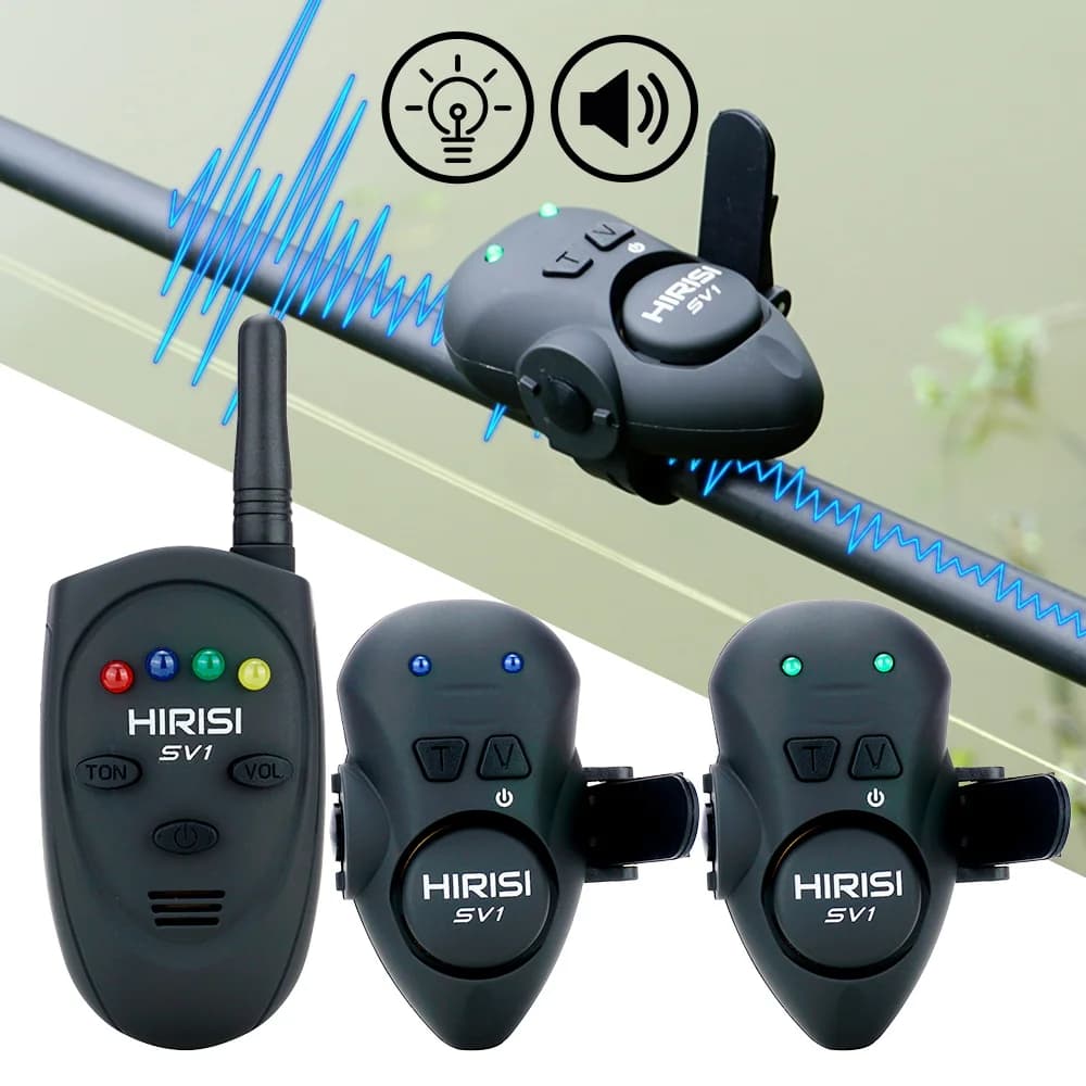 Set d'alarme de touche Hirisi SV1 avec étui portable - Indicateur lumineux pour pêche à la carpe et appâts