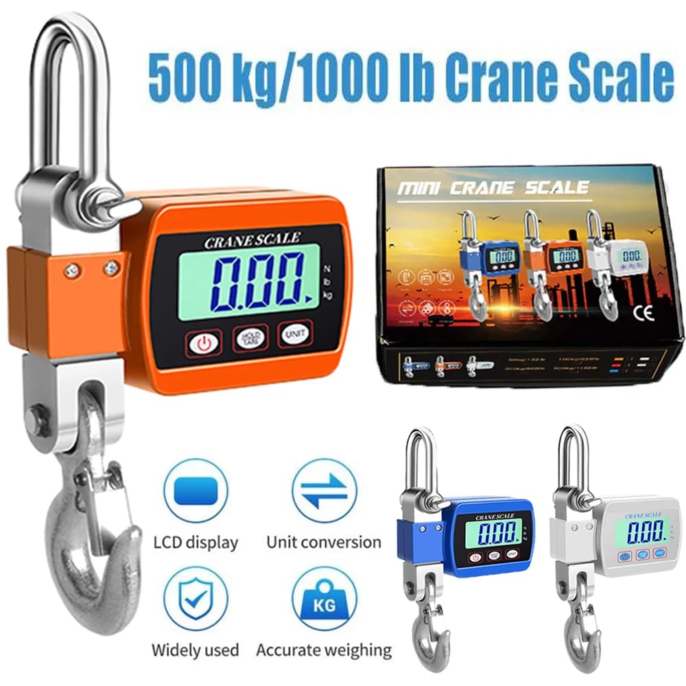 Balance industrielle numérique portative 0.05~500Kg/1100lb pour pêche chasse ferme usine avec crochet