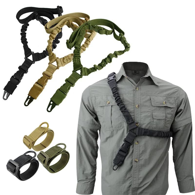 Bretelle de fusil tactique à point unique en nylon pour chasse et pêche ajustable durable