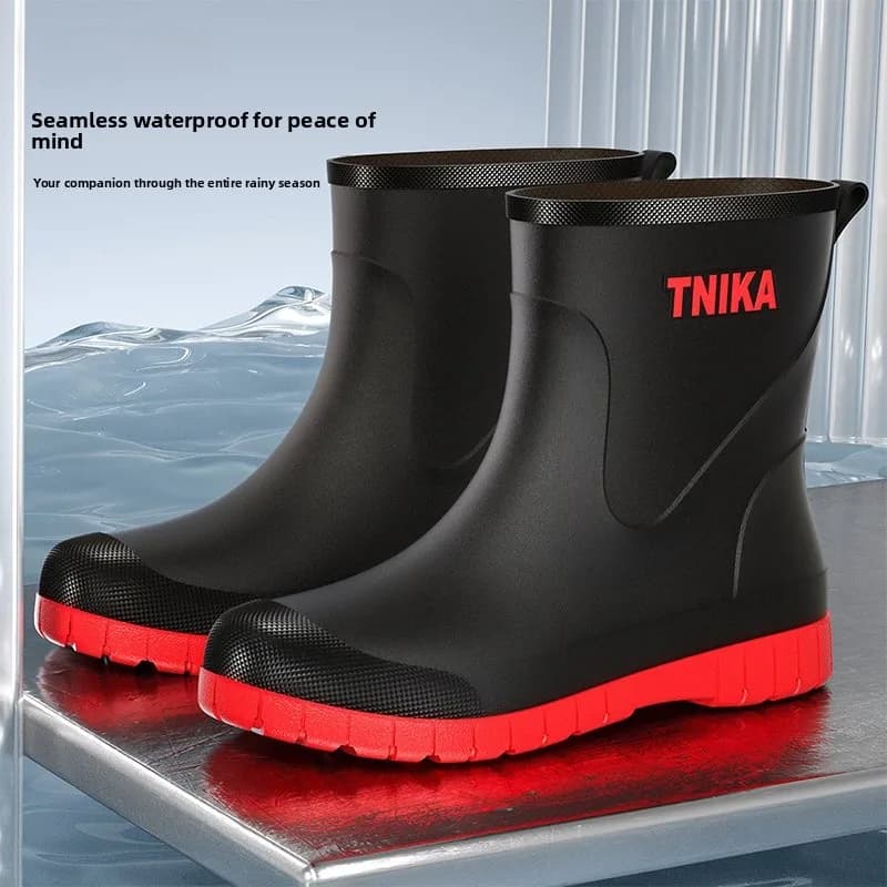 Bottes pluie homme mi-mollet pêche lavage auto antidérapantes mode européenne