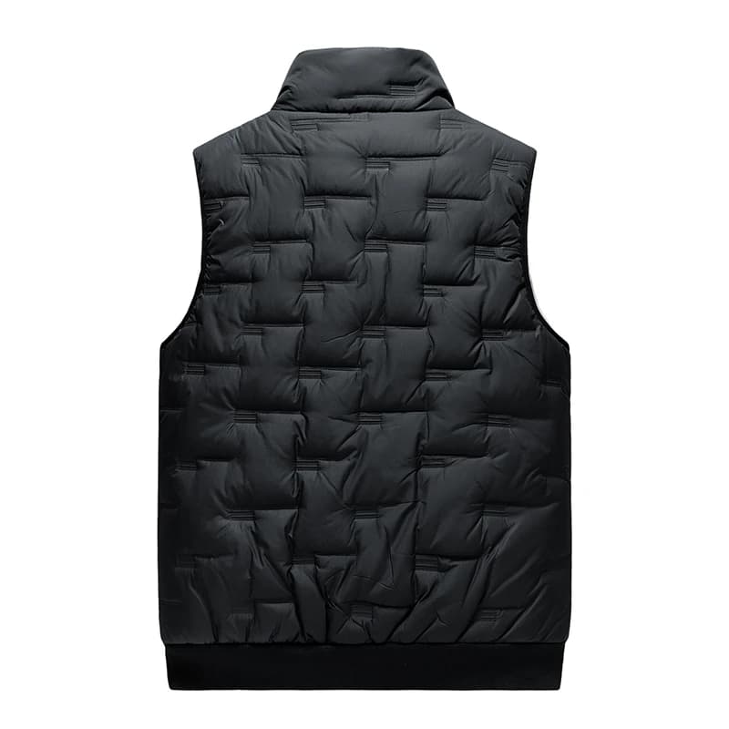 Gilet pêche hiver grande taille 8XL multi-poches - Veste épaisse homme col montant noir gris extérieur