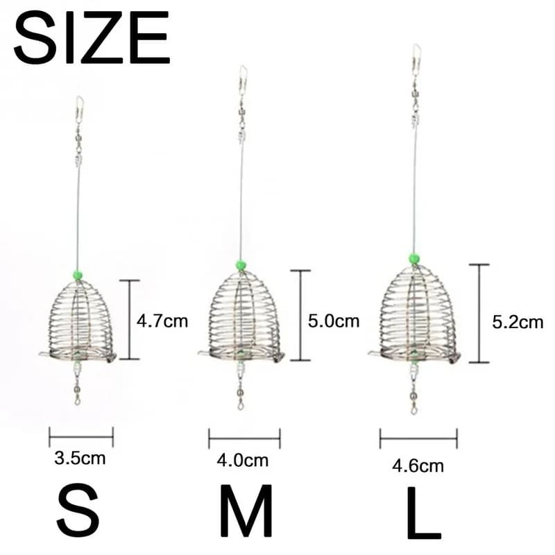 Cage à appâts de pêche feeder en acier inoxydable, 3 tailles S M L pour amorçage précis