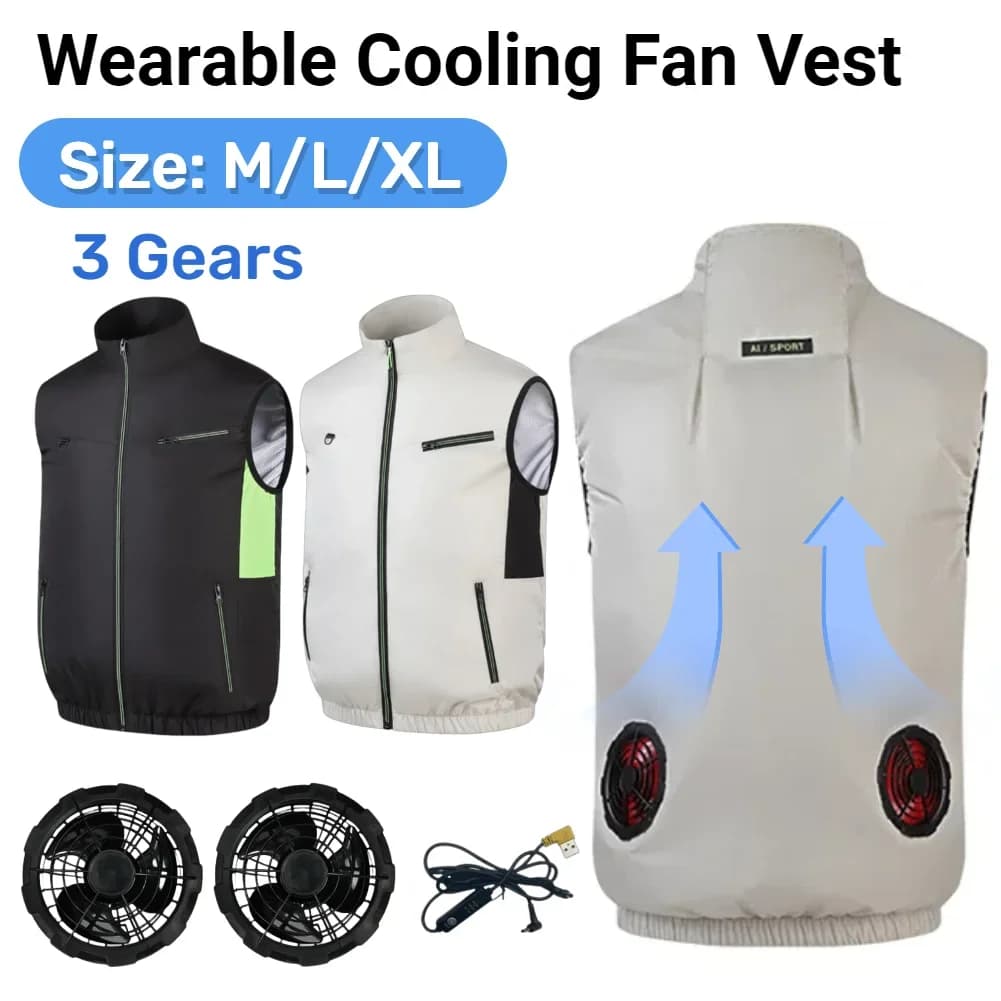 Veste Rafraîchissante 2024 avec Ventilateur Intégré pour Travail en Chaleur - Veste sans Manches Respirante