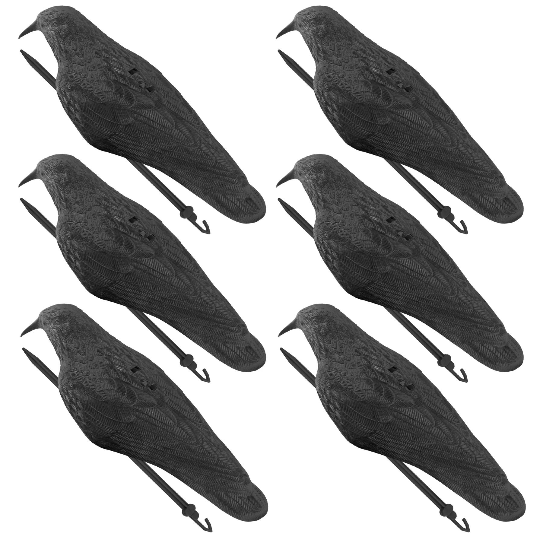 6 leurres corbeaux en plastique réalistes pour effaroucher les oiseaux nuisibles au jardin