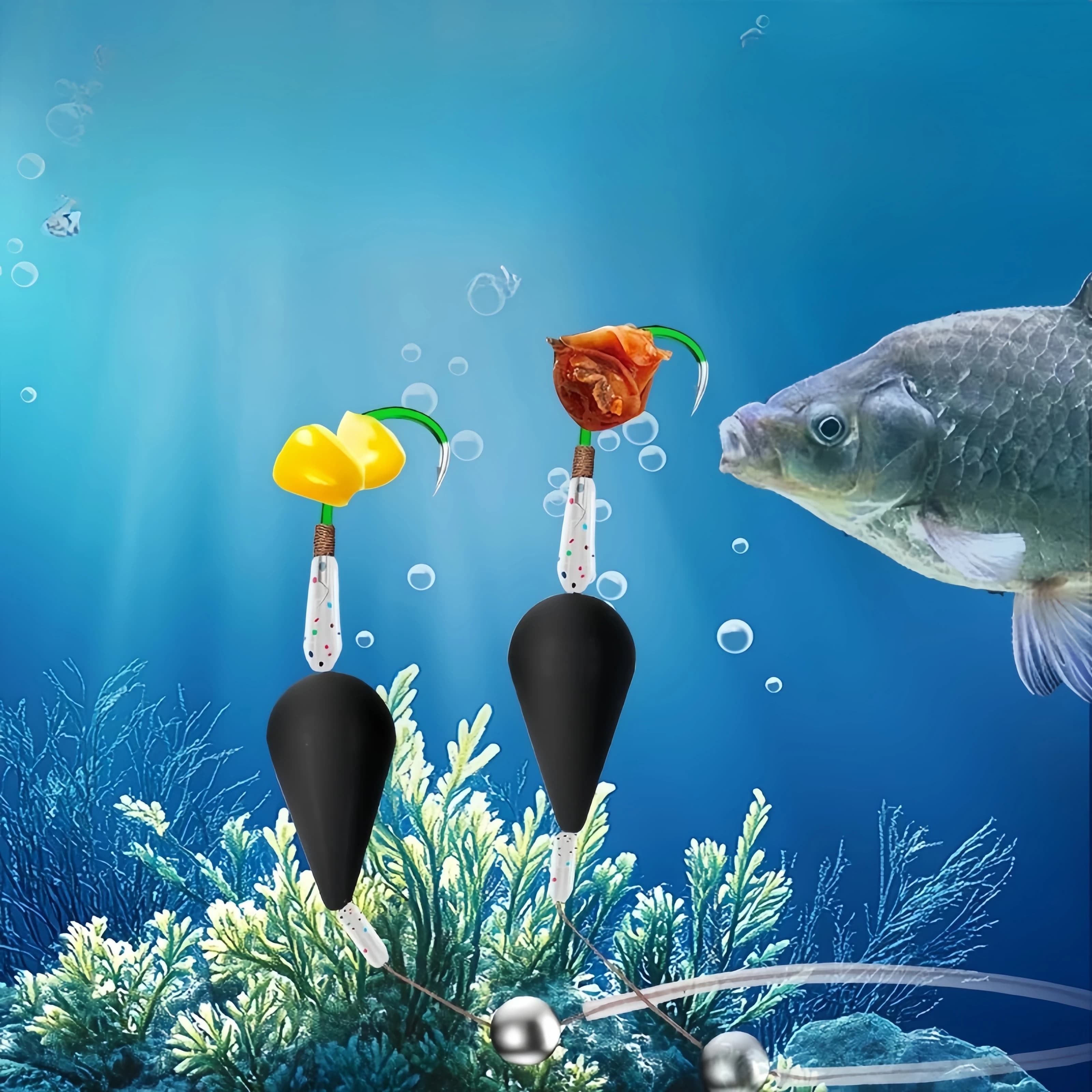 Flotteur de pêche inversé double hameçon haute sensibilité pour mer et eau douce