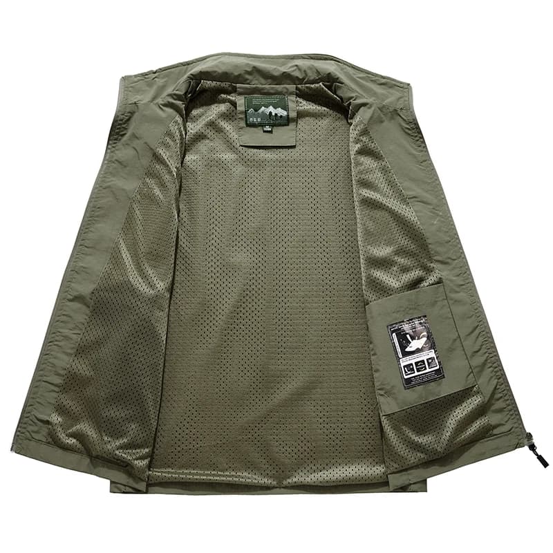 Gilet sans manches pêche homme été - Veste respirante multipoches pour pêche et voyage