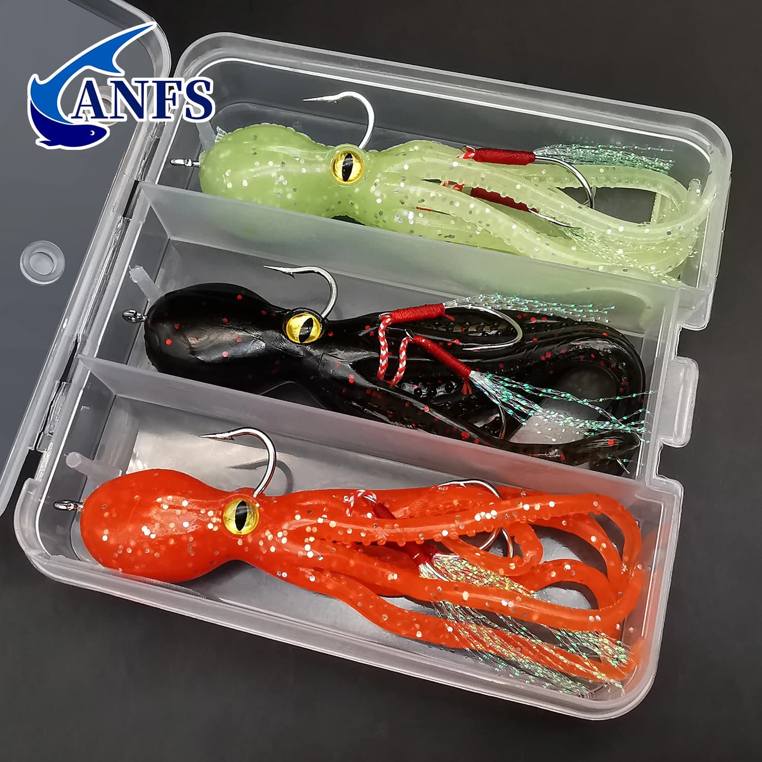 Leurre souple calmar lumineux ANFS avec jig plombé - Appât pour trolling saumon, truite, bass