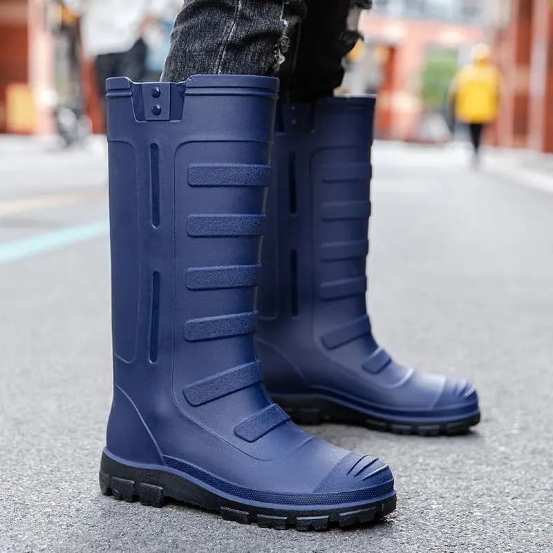 Bottes de pluie longues imperméables doublées polaire pour hommes hiver - Confort chaud cuisine travail