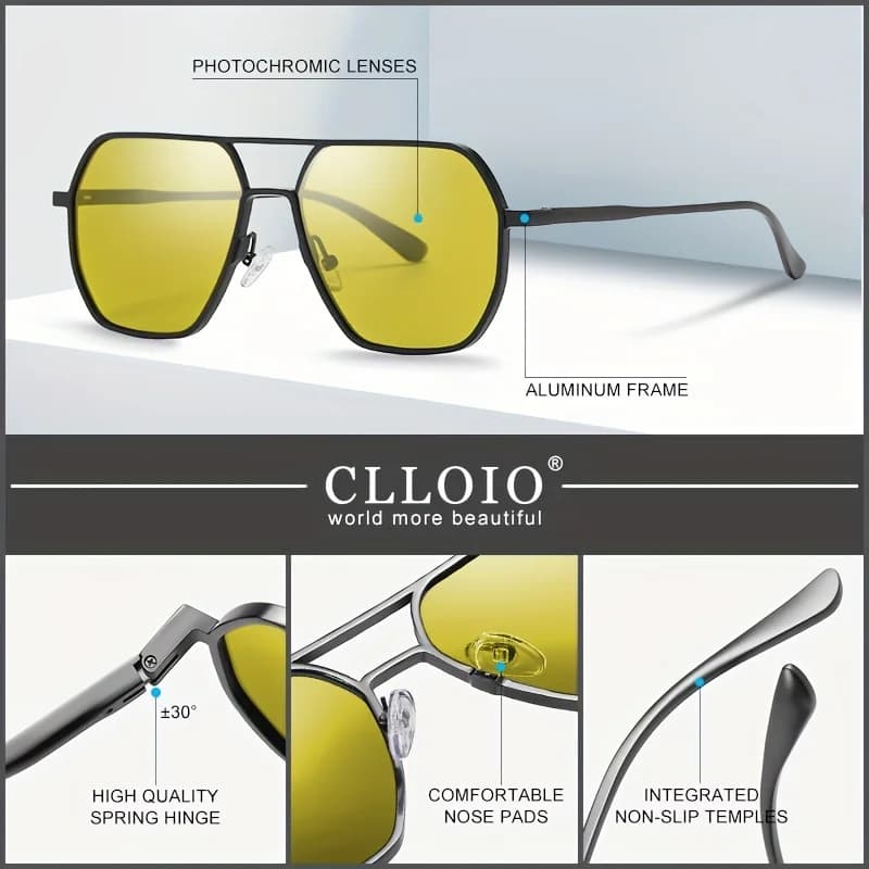 Lunettes de conduite polarisées jour/nuit CLLOIO anti-éblouissement - Verres photochromiques UV400