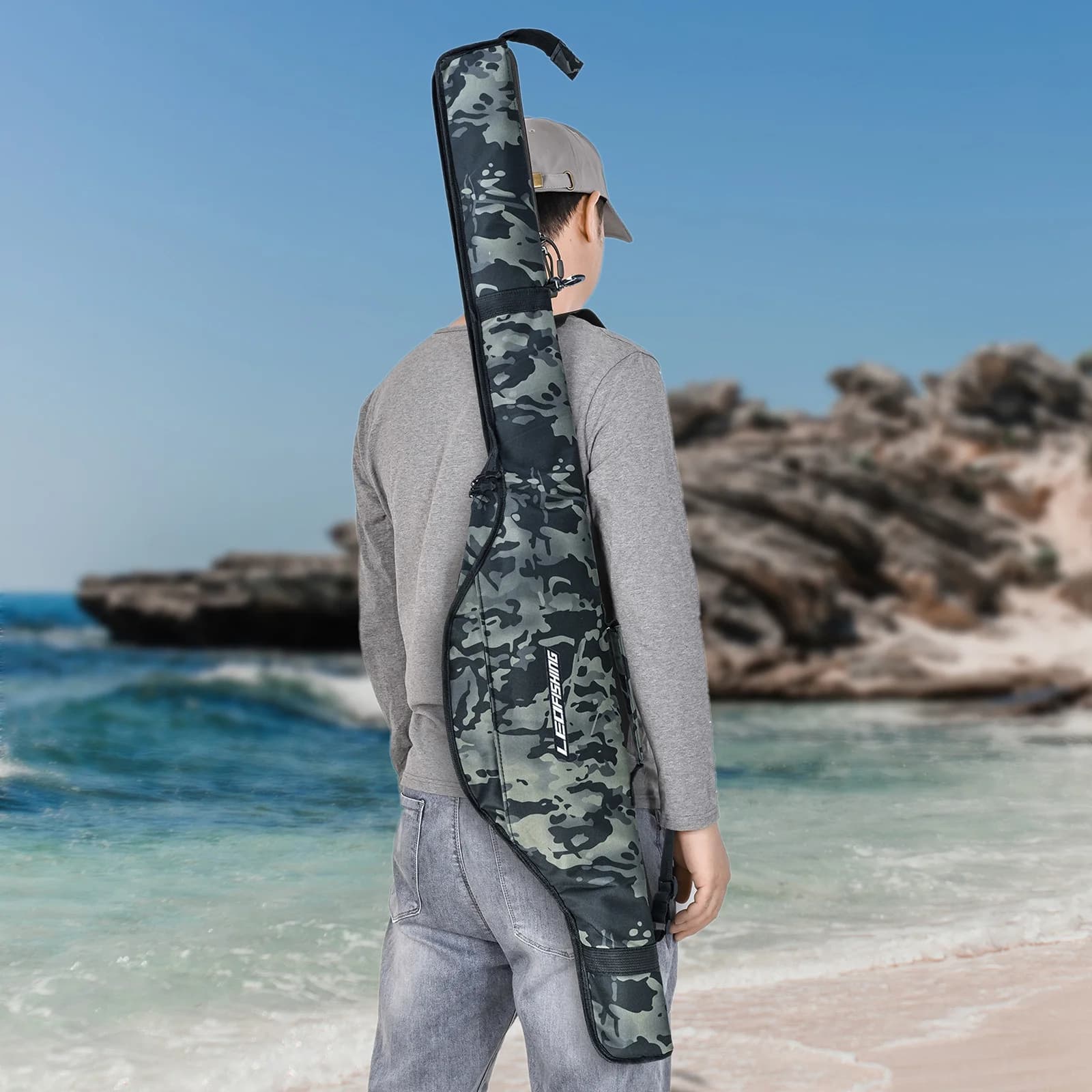 Sac pliable pour cannes à pêche 160cm/140cm/120cm - Transport et rangement portable pour matériel de pêche