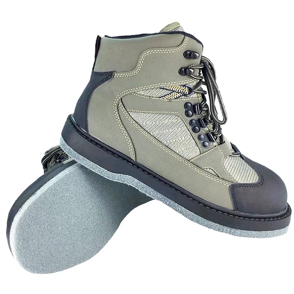 Chaussures de pêche wading semelle feutre ou caoutchouc pour pêche en rivière et rochers