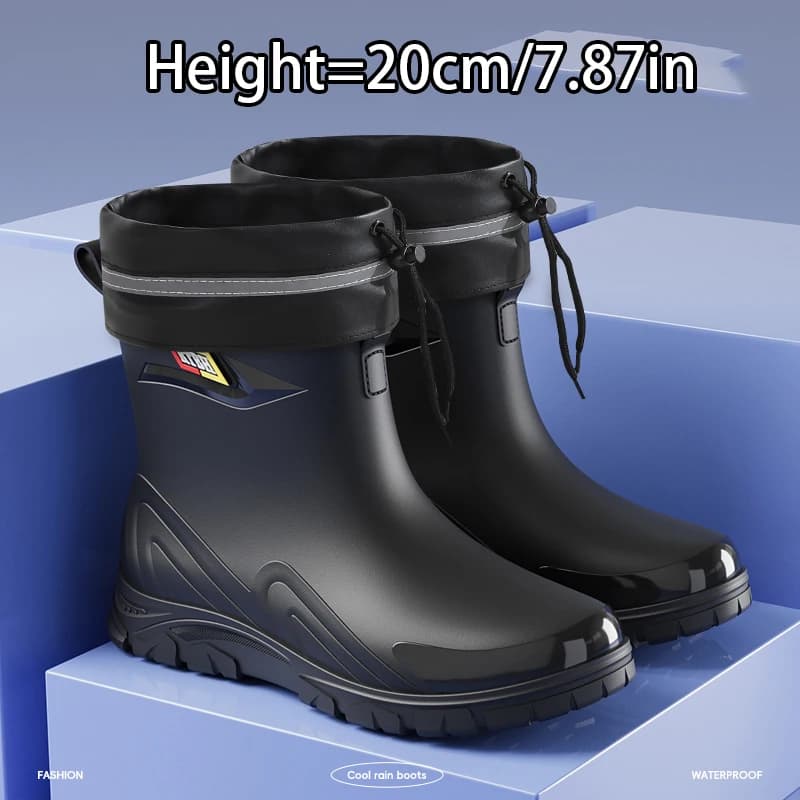 Bottes pluie homme style britannique travail extérieur antidérapantes imperméables quatre saisons pêche