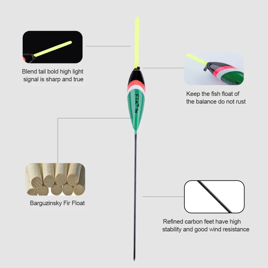 Set 10 flotteurs FTK 1g-5g queue longue pour pêche carpe et carnassiers - kit pêche Bargouzinsky