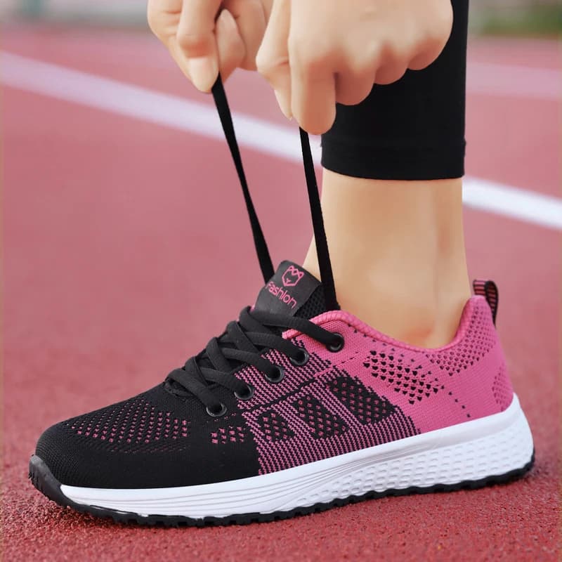 Chaussures casual femme mesh respirantes lacets plates sneakers pêche marche confort rose noir blanc
