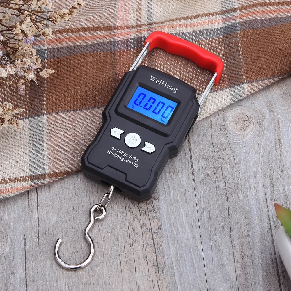 Balance de pêche portable 75Kg/10g LCD numérique - Pèse-bagages voyage avec crochet pour peser vos prises