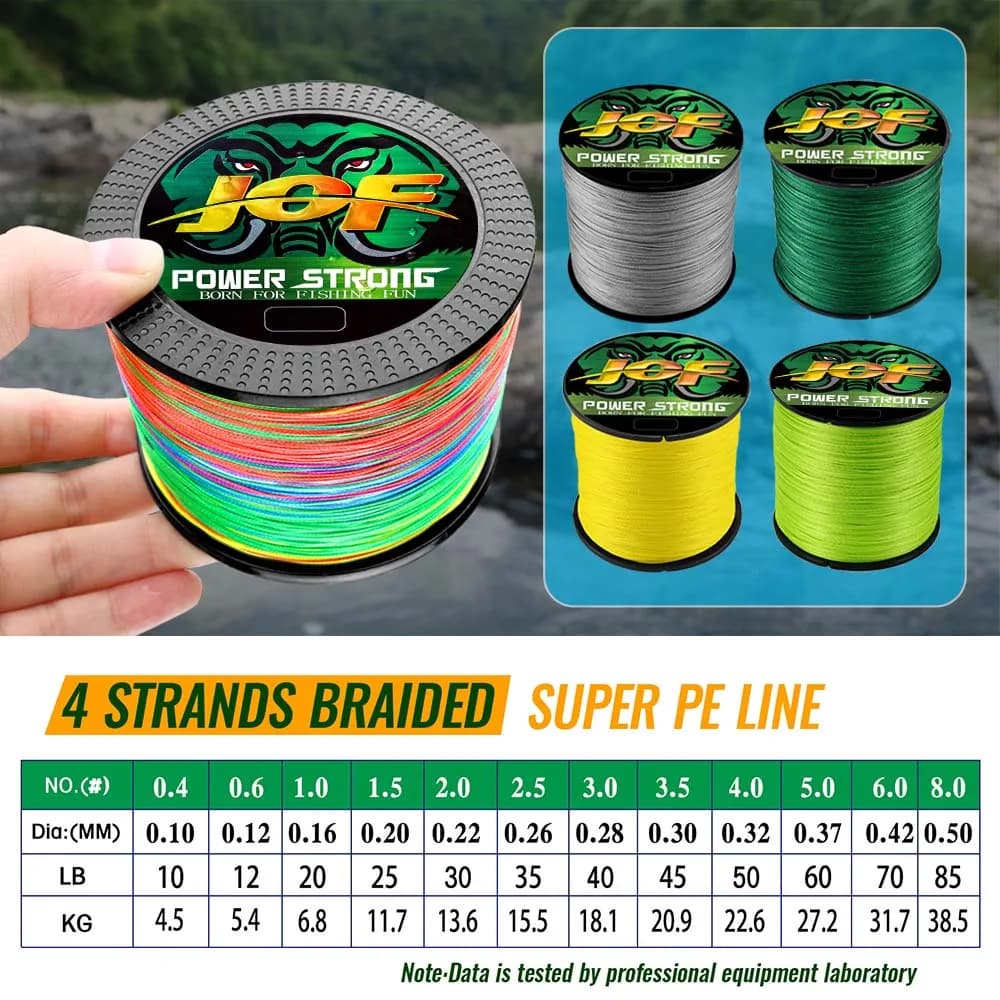 Ligne de pêche tressée JOF 4 brins 300m haute résistance PE multifilament pour pêche sportive
