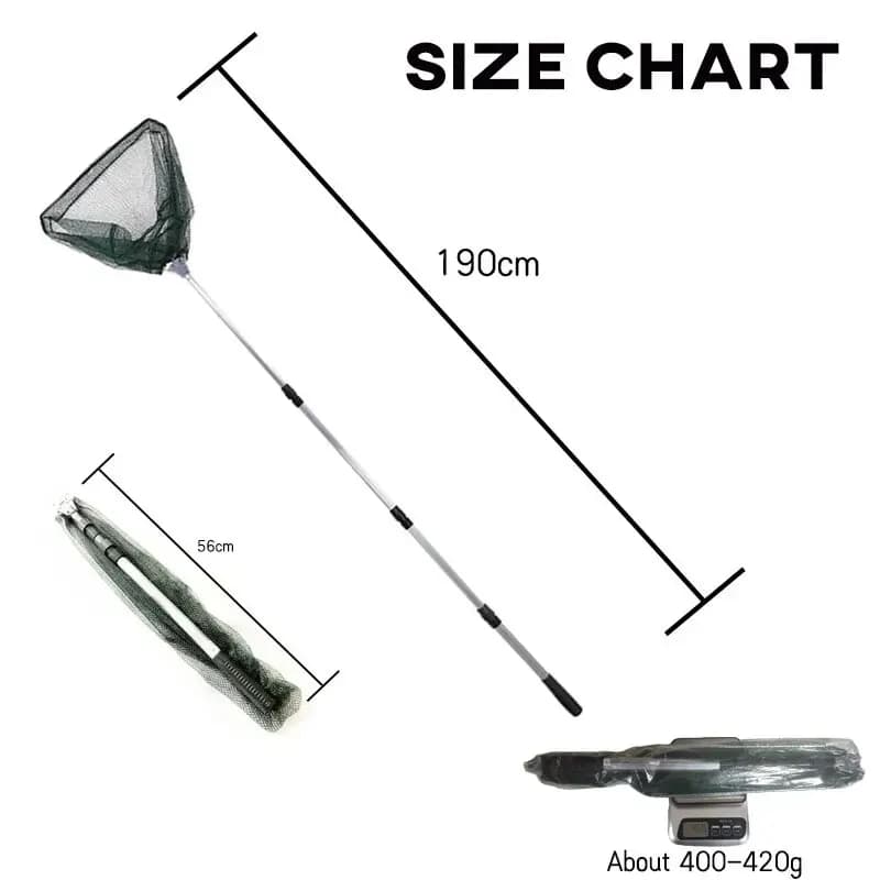 Filet de pêche télescopique aluminium 190 cm pliable pour carpe et pêche à la mouche en mer